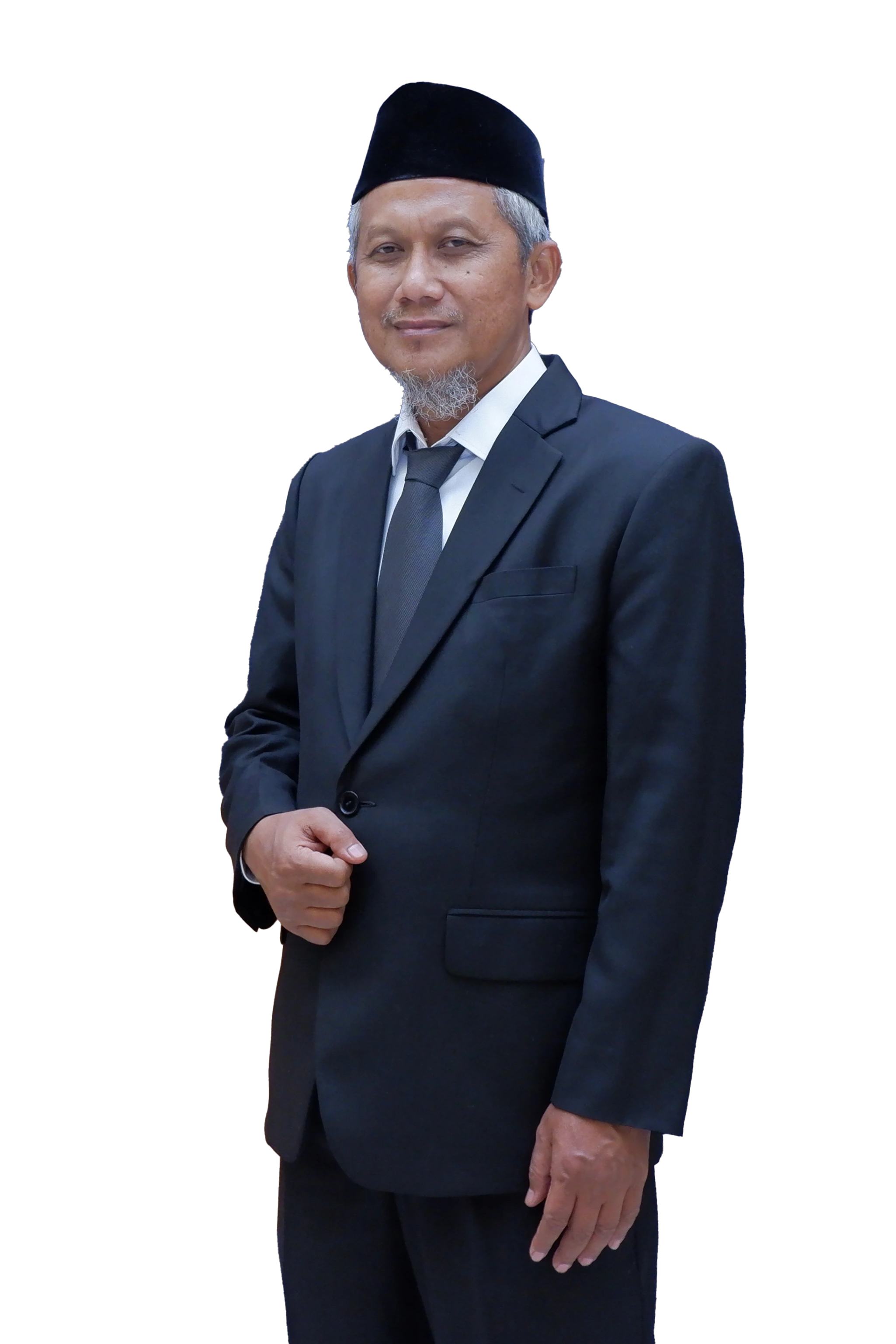 Portrait of Saat ini belum ada data wearing academic robe and hat with glasses and a white bow tie